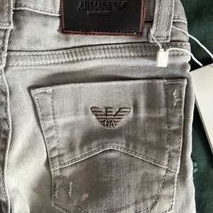 Armani Exchange Junior’s Gray Jeans with Embroidered Logo